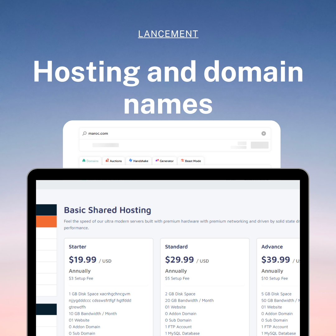 Hosting and domain names - CUSTOM Development
